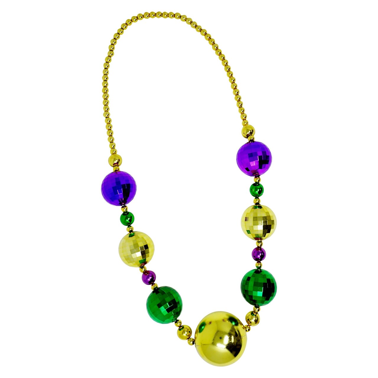 4E's Novelty Mardi Gras Jumbo Bead Necklace Purple Gold Green Huge Disco Ball Dress Up Necklace Accessory